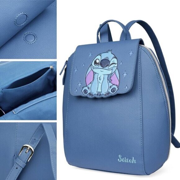 ⚡Women Teens Blue Stitch Mini PU Leather Adjustable Straps Kawaii Travel Bag main image 4